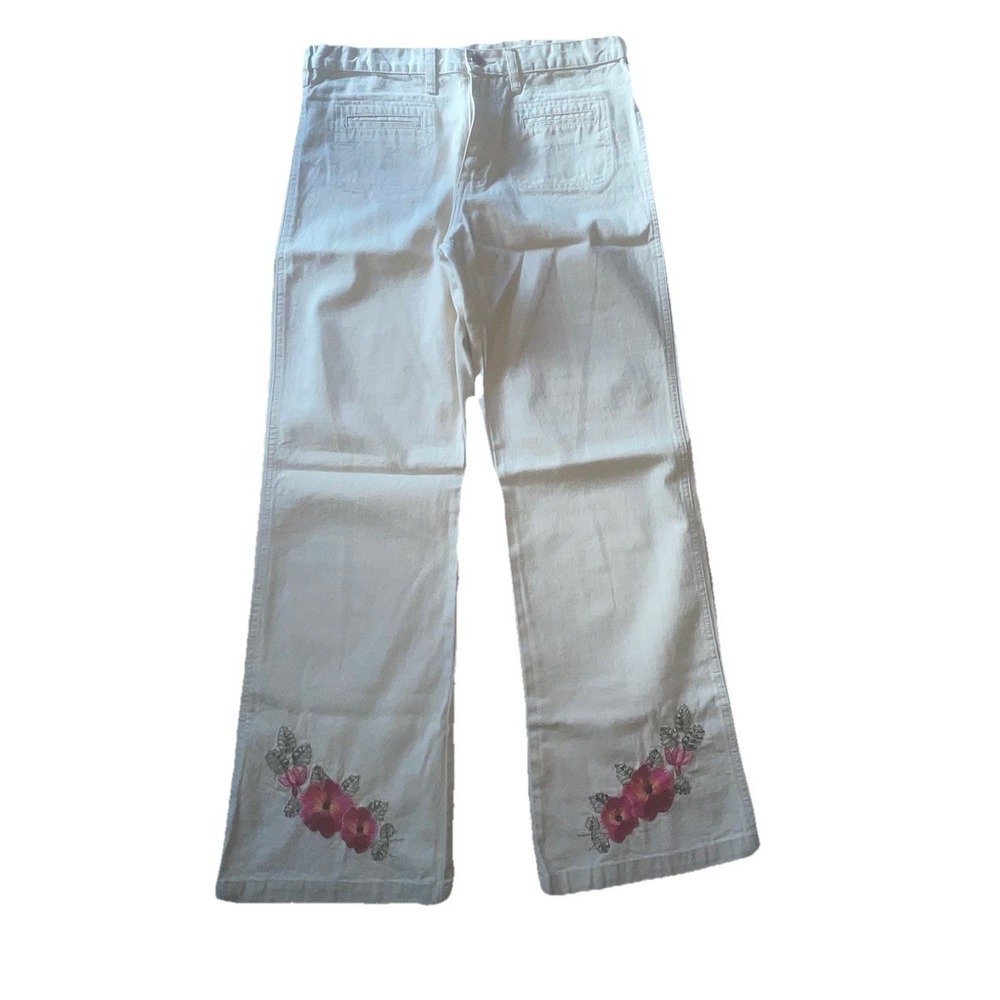 VTG Y2K Women's "GIRL CASUAL JEANS"R.Y.D. Embroidery Ivory Festival Jeans 32"